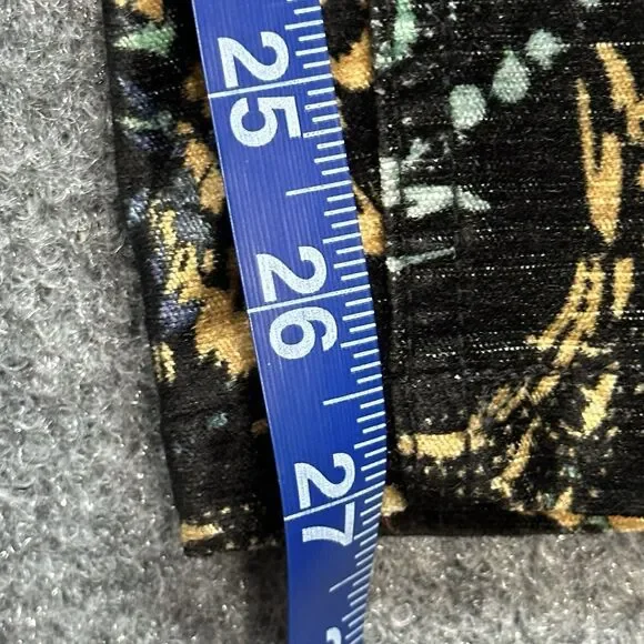 Free People Velvet Skinny Pant 12 Black Floral Print Retro Zip Pockets Mid Rise - Picture 12 of 14